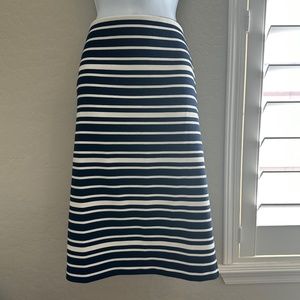 Loft blue and white striped stretch pencil skirt